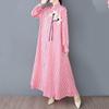 Long Sleeve Plus Size Vintage Stripe Floral New In Dresses for Women Casual Loose Spring Autumn Shirt Dress