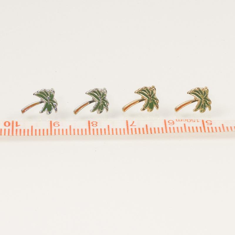 S925 Silver Needle Coconut Tree Soda Summer Small Fresh Simple Personality Trend Drip Oil Earrings Earrings Women's