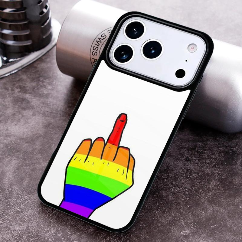 Rainbow Gay LGBT Finger Phone Case for iPhone 17 16 15 Pro Max Air 14 13 12 11 Plus Shockproof Capa Cover