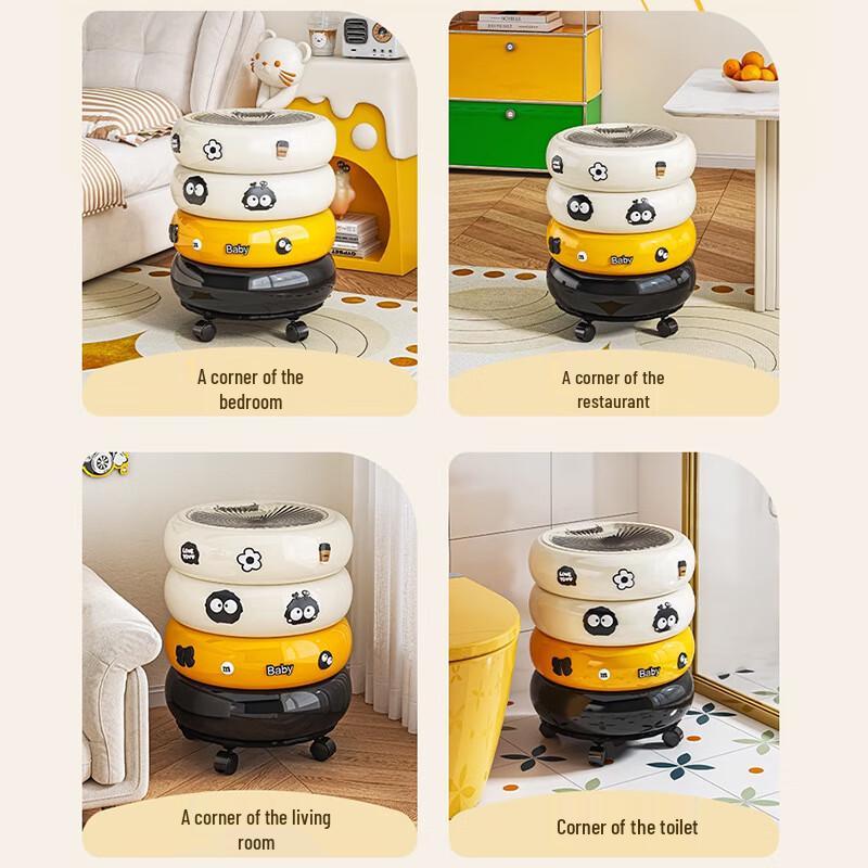 Donut Design Trash Can with Wheels and Lid