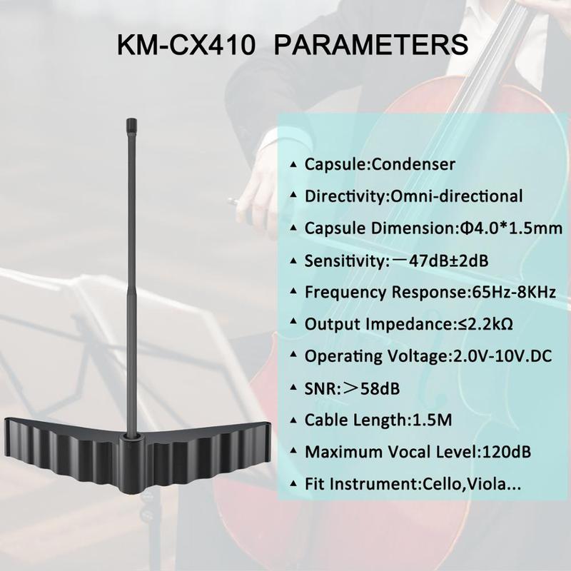 KIMAFUN Mini Pro Wired Cello Microphone Musical Instrument Mic Cello Special Noise-Cancelling  Microphone  for Stage Performance