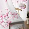 Japanese Style Sakura Cherry Blossom Pink Flower Tulle Curtains Living Room Kitchen Window Decoration Voile Sheer Curtain