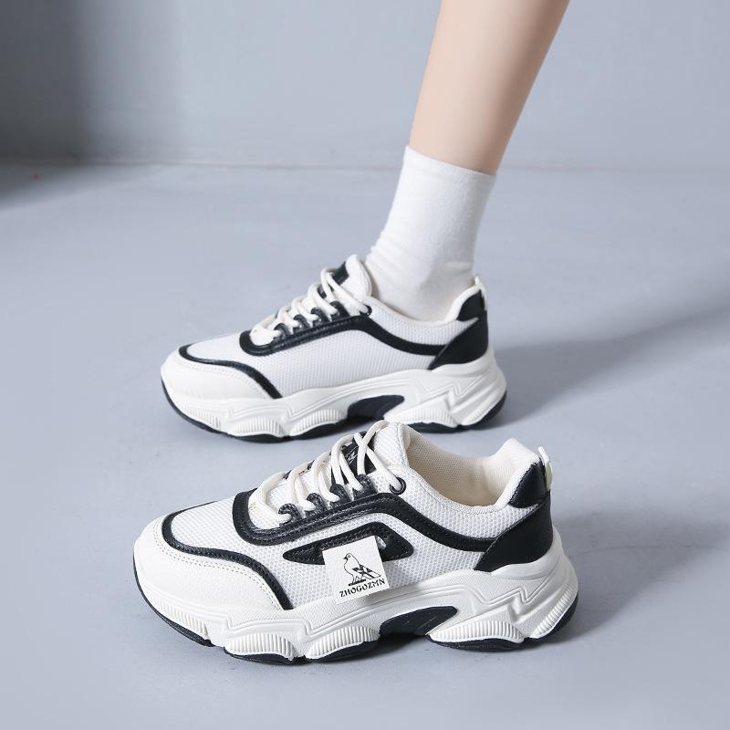 

Кожаные белые туфли женские, весенние, новые, женские, на платформе, удобные, простые, повседневные, универсальные, подходящие по цвету, женские туфли 40 чёрный