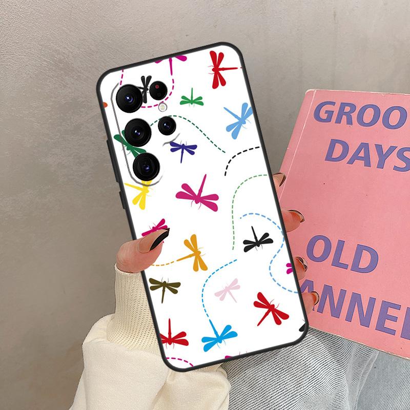 Floral Colorful Dragonfly Case For Samsung Galaxy S24 FE S21 FE S20 S22 S23 S25 Ultra S9 S10 Plus S25 FE Cover Coque