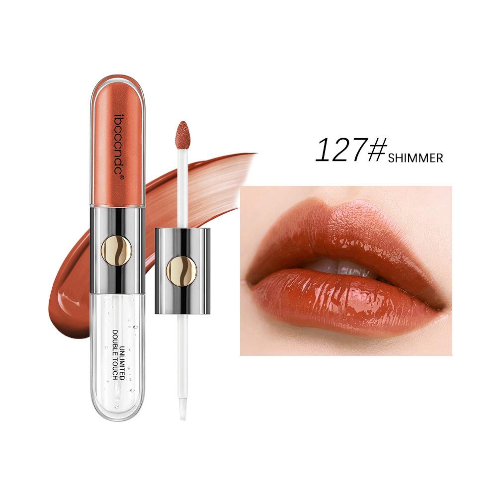 Doppelseitiger Lip Glaze Matte Lipgloss, wasserfester, nicht verschmierender und Make-up-freier Lippenstift. Doppelseitiger Lipgloss