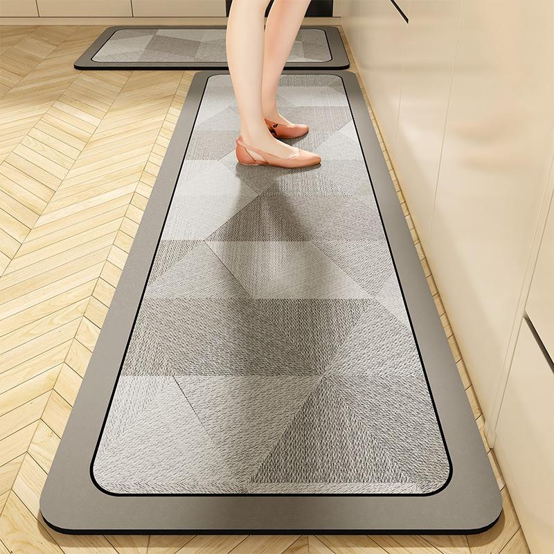 Kitchen Floor Mat Non-Slip Oil-Proof Waterproof Carpet Simplicity Solid Color Pattern Rug Long Size Home Decor Mats