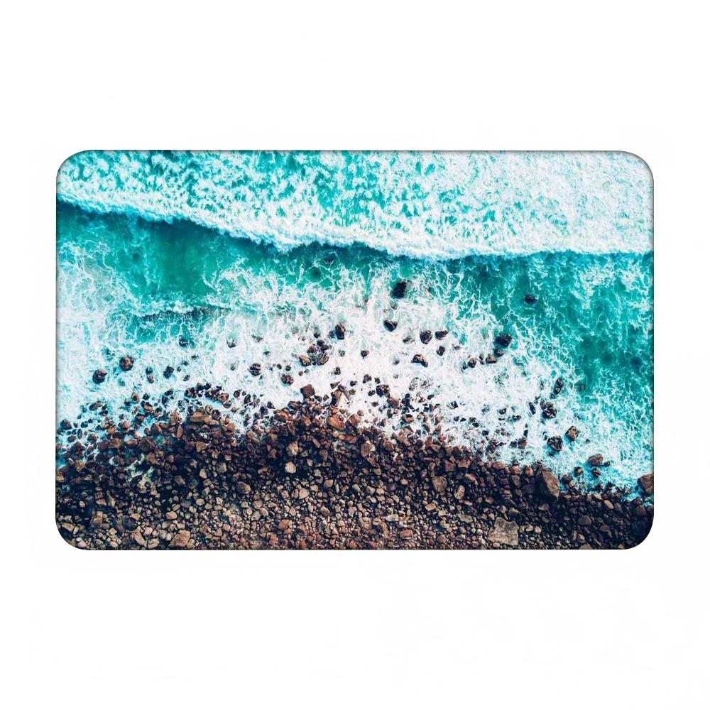 1 Stück Strand W-Wellen Fußmatte Zuhause Badezimmer Saugfähige Matten Rutschfeste Matten Heimdekor Zubehör