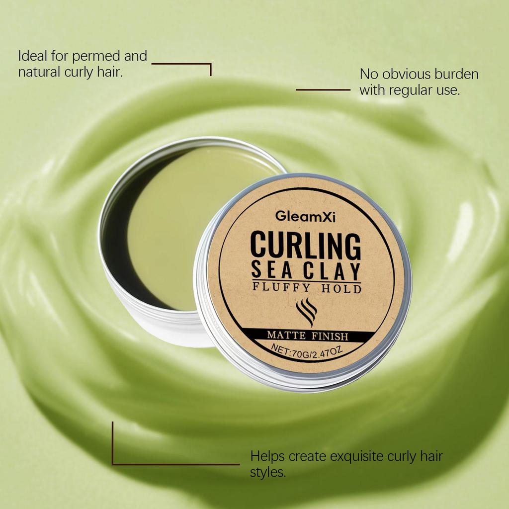 GleamXi Curling Meereslehm Haarstyling-Wachs - Mattes Finish Fluffiger Halt, 70g