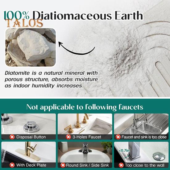 Podložka pod baterii Super Absorpční Kámen Podnos pod dřez Zabraňuje Hromadění Vlhkosti Rychleschnoucí Podložka pro Kuchyňskou Koupelnovou Desku