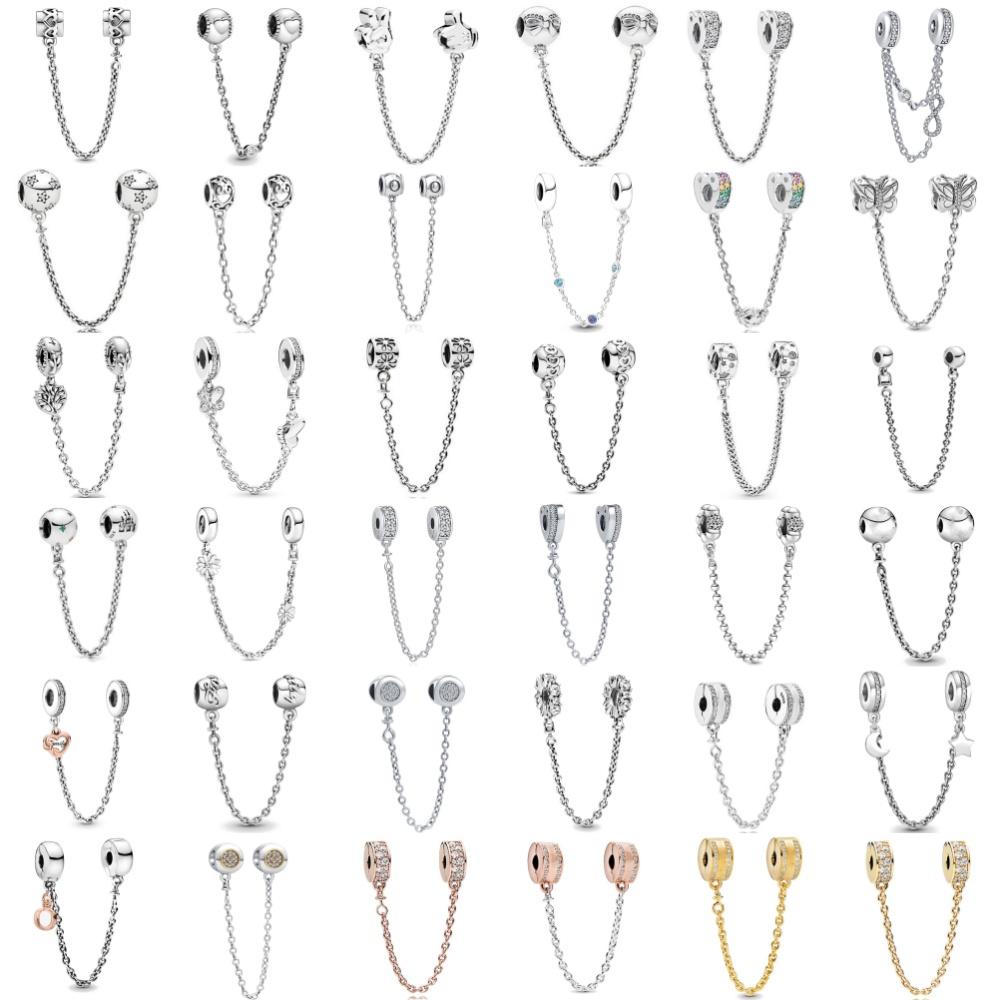 Hot Selling 925 Silver Butterfly, Moon Star, Daisy Safety Chain Suitable For European Original Bracelet Diy Exquisite Jewelry