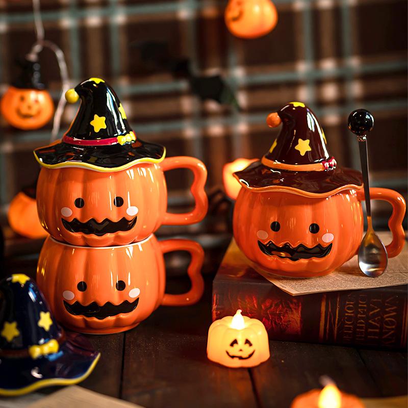 Cute Gift Cup Funny Pumpkin Magic Hat Mug Practical Souvenirs for Girlfriends Couple Ceramic Water Cup