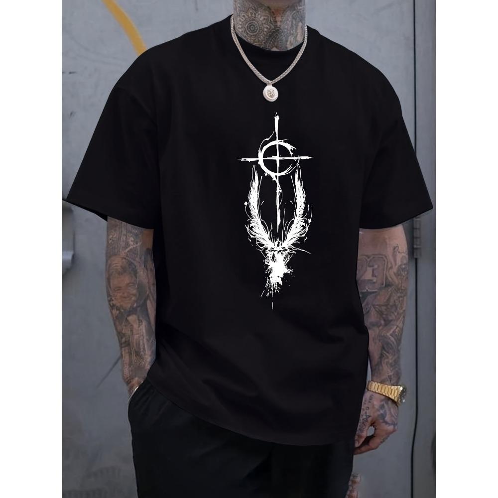 Summer Men's Pattern Printed Casual Loose Sports Comfortable Round Neck Short Sleeved T-shirt Top
