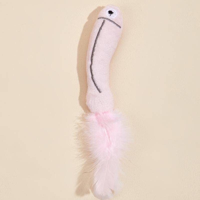Yellow Fish Plush Cat Toy With Feather Tail And Catnip розовый