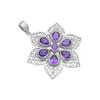 Amethyst Flower Pendant 925 Sterling Silver Anniversary Gift
