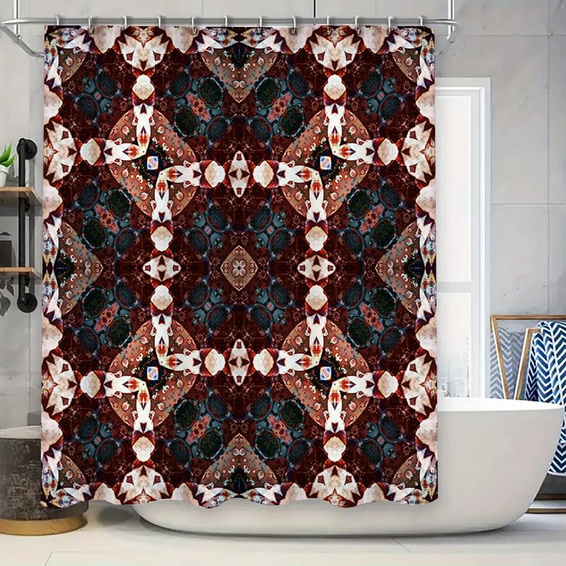 Kaleidoscopic Print Shower Curtain Modern Bathroom Decor with Rustic Accent 72x84 Inches