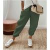 Ladies Summer Solid Color Elastic Waist Casual Nine-minute Pants