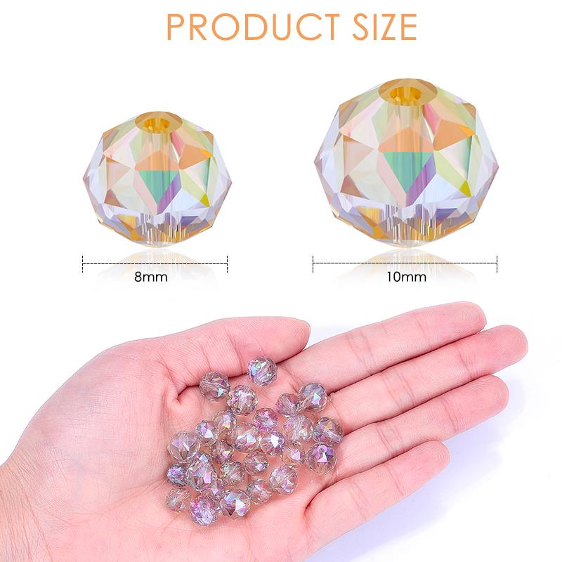 8mm/10mm Transparent Austria Crystal Glass Beads Roundle Spacer Loose Bead for DIY Bracelet Necklace Jewelry Making Accessories