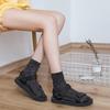 Pure-color Silver-gray Mid-calf Women's Socks, Thin Style, Pile-up Socks, Versatile, Breathable, Sweat-absorbent