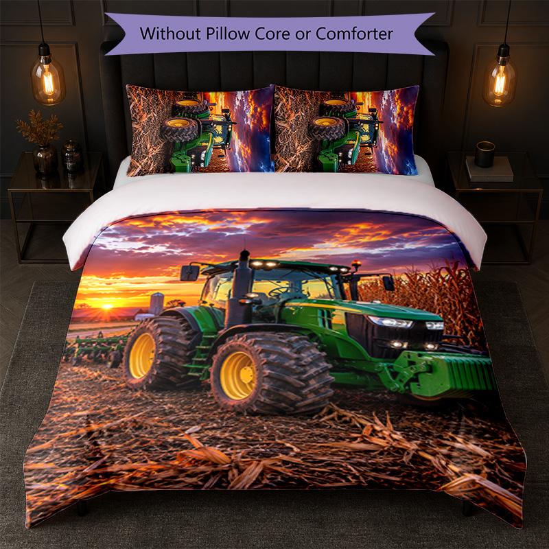 John Deere Print 3Pcs Duvet Cover Set 1 Duvet Cover and 2 Pillowcases Soft Bed Linen For Household Bedroom
