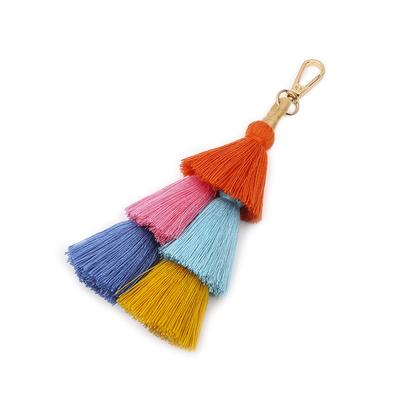 Bohemian Style Women Girls Alloy Fringed Key Holder Purse Bag Buckle Decorative Pendant