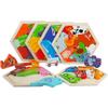 Children's Wooden Three-dimensional Hexagonal Puzzle Animal Traffic Puzzle Building Block Early Education Educational Enlightenment Toy