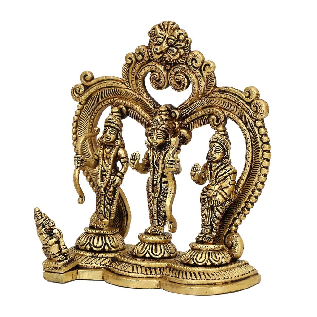 Ram Darbar Brass Hindu God Statue, Bhagwan Ram Sita Lakshman Hanuman Ji Idol