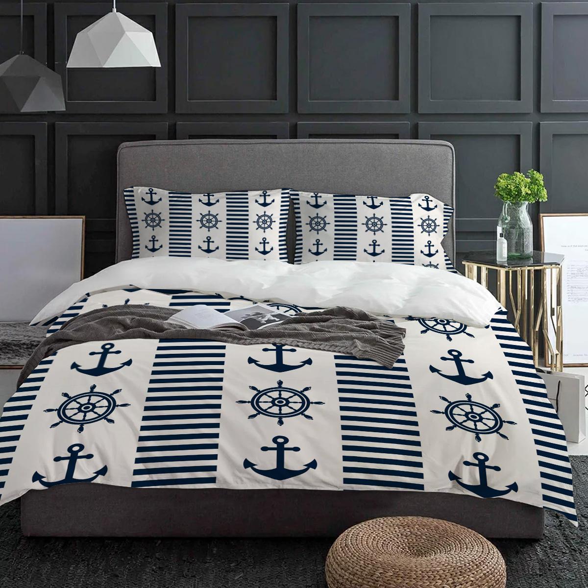 

dder Anchor 3pcs Couple Duvet Cover With Pillow Case Custom Comforter Bedding Set Quilt Cover Double Bed Home Textile (135x200cm)