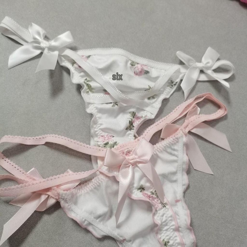 European & American Sexy Women's T-Back Lingerie with Large Bow & Cross Straps Temptation Thong