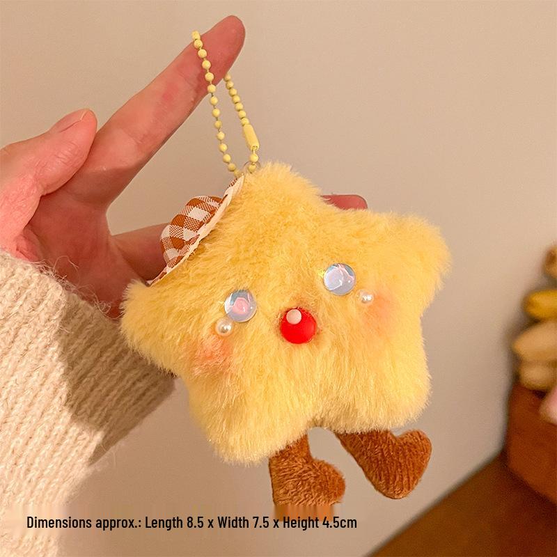 Adorable Plush Star Doll Keychain - Cute Backpack Accessory