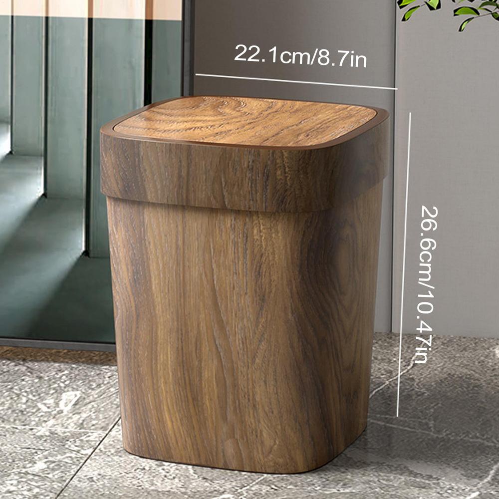 Trash Can Rectangle Garbage Waste Bin 12L Decorative Odor-Proof Litter Bin with Swing Lid for Laundry Room Farmhouse Bathroom