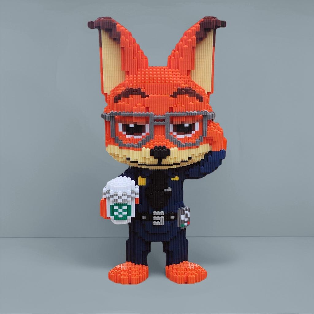 92cm Anime Judy Fox Nick Miniature Building Blocks Cartoon Zootopia 2 Model Ornament Toy Adult Children Surprise Gift