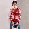 Wool Blend Striped Knit Cardigan