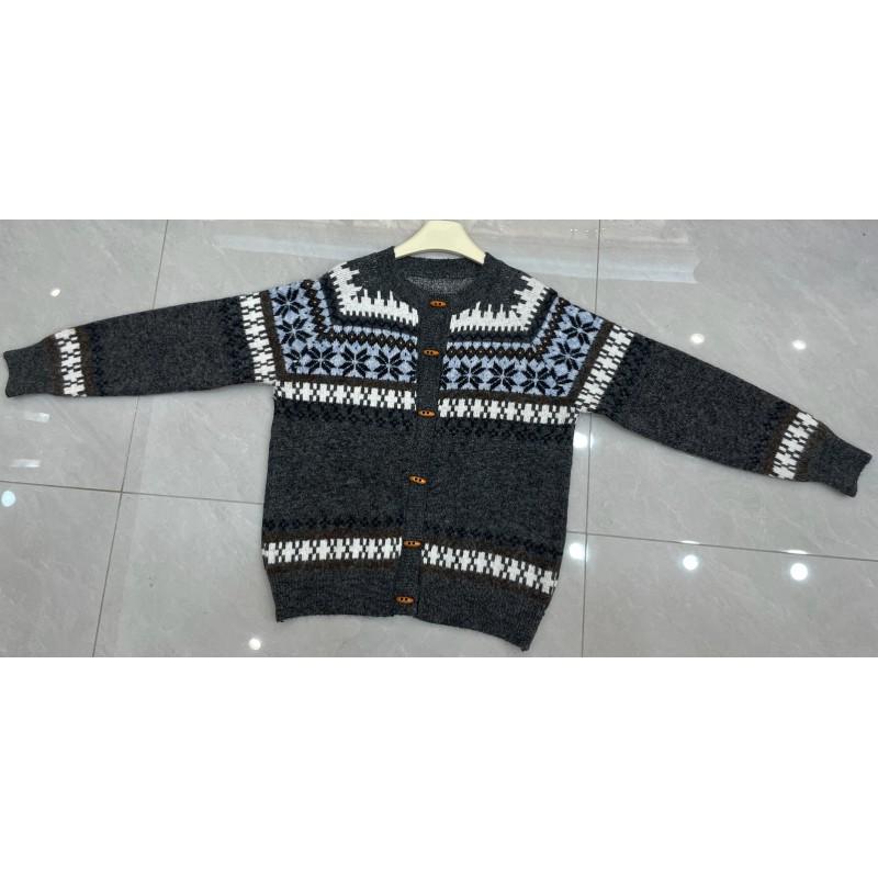 Womens Fair Isle Knit Cardigan Sweater Loose Fit Round Neck Button Front Long Sleeve 2026