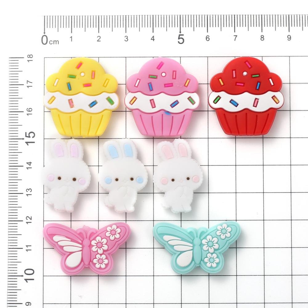 10Pcs Food Grade Silicone Beads 18x27mm Cartoon Animal Bunny Teether Beads For Jewelry Making DIY Baby Necklace Pacifier Chain