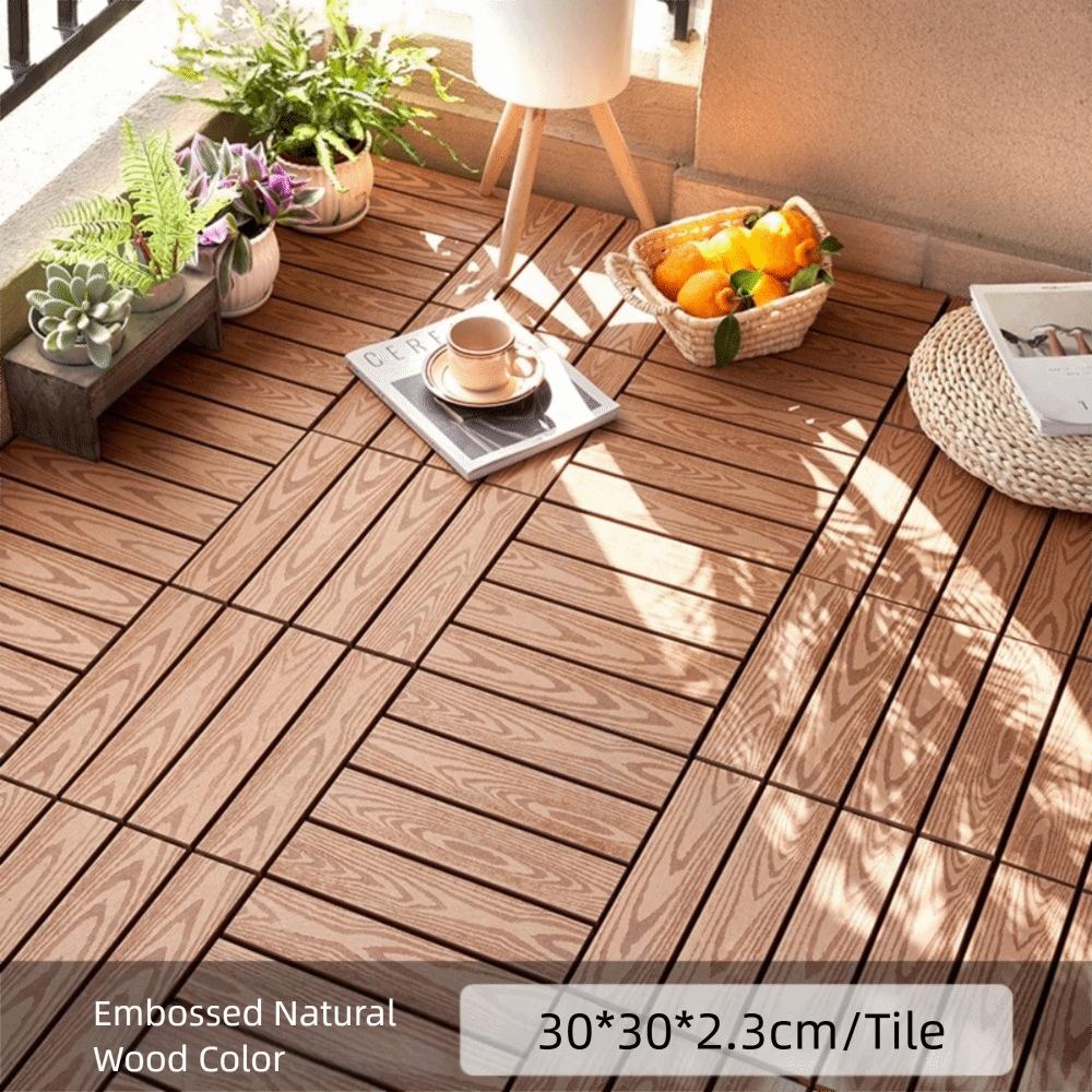 Interlock Wooden WPC Floor Hardwood Terrace Brick New Patio Deck Tiles  Landscaping