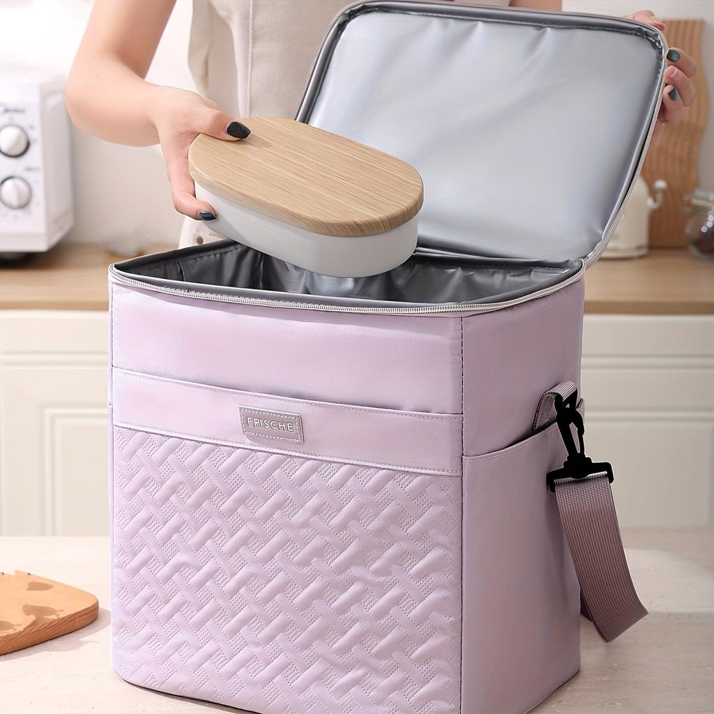 Polyester Insulated Picnic Bag For Camping - Leakproof Shoulder Cooler Tote, Large Capacity Thermal Lunch Bag