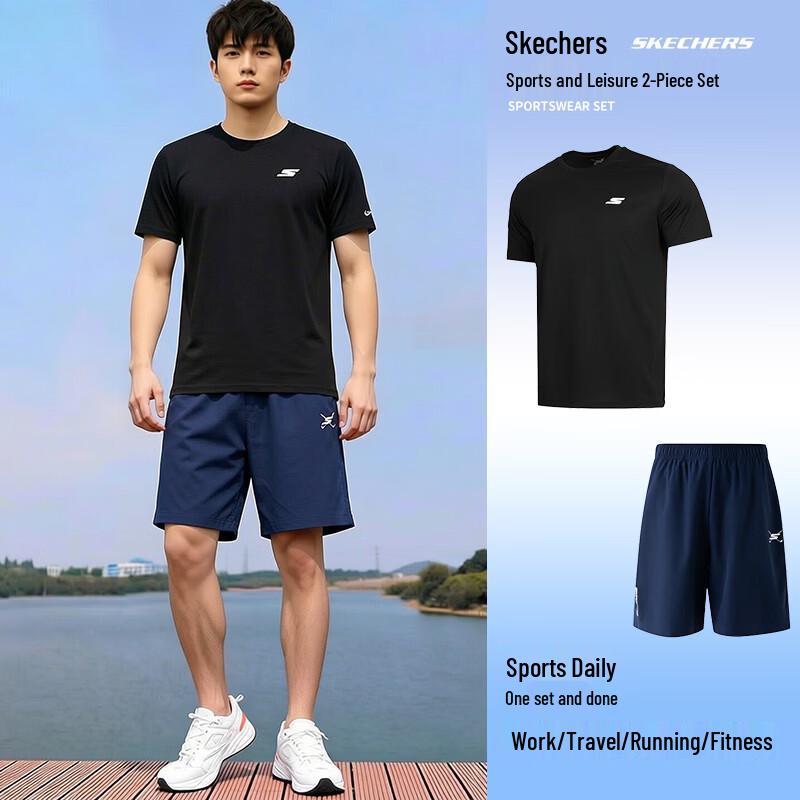 Skechers Men s Short Sleeve & Shorts Running Sport Set XL
