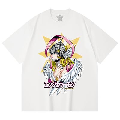 230 Gsm 100% Cotton Digimon V5 Angewomon Print Unisex Heavy Cotton T Shirt