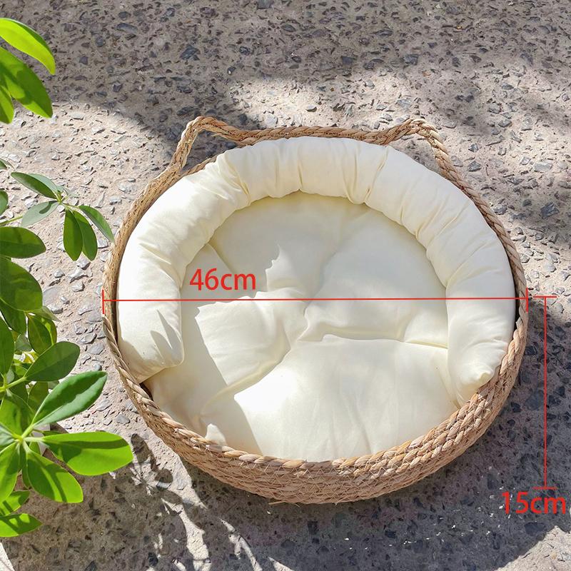Four Seasons Cat Bed Woven Removable Upholstery Sleeping House Cat Scratch Floor Rattan Washable Cats Pet Products Accessories