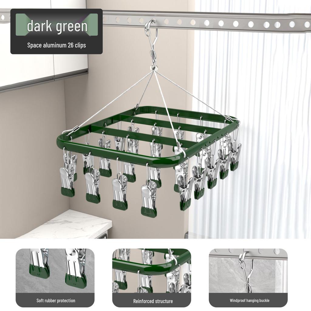 Aluminum Alloy Multi-Clip Drying Rack for Socks and Underwear