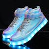New Luminous Shoes High-top Men's Casual Shoes Children's Trendy Shoes Fashion Mirror Dazzling Lights Shoes Velcro Classmates