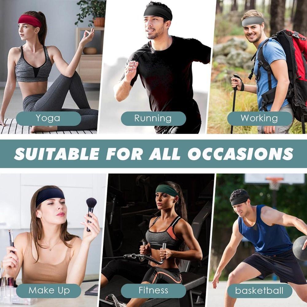 Quick-Dry Stretchy Sweatband Non Slip Men‘s Sports Hairband Workout Headbands for Men Football