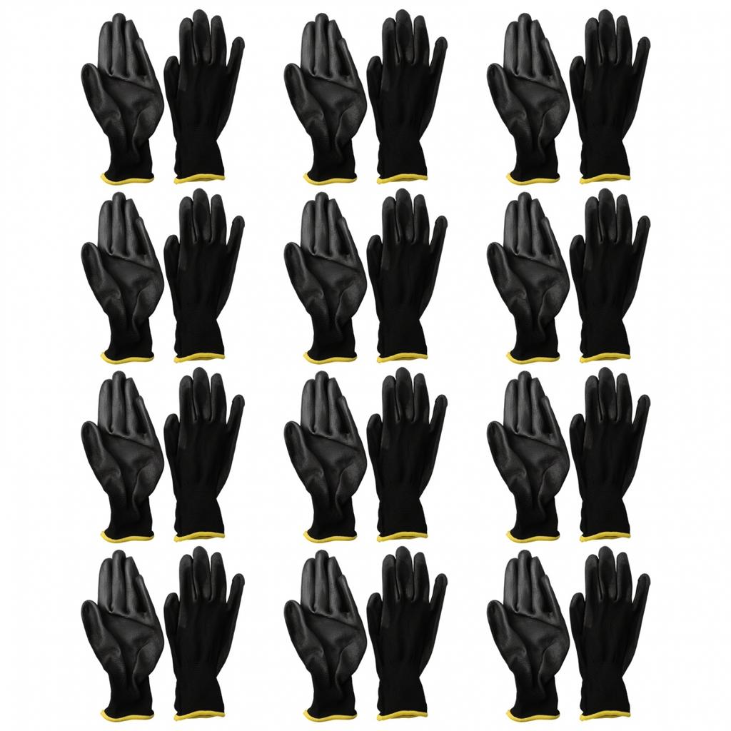 Work Gloves PU Coated Knit Cuffs Flexible Safety Hand Protect Antiskid