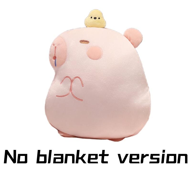 3-in-1 Multifunctionele Casual Stijl Capybara Met Fleece Deken Handwarmer Roze Capibara Vogel Ster Petten Bedkussen Voor Jongen no blanket