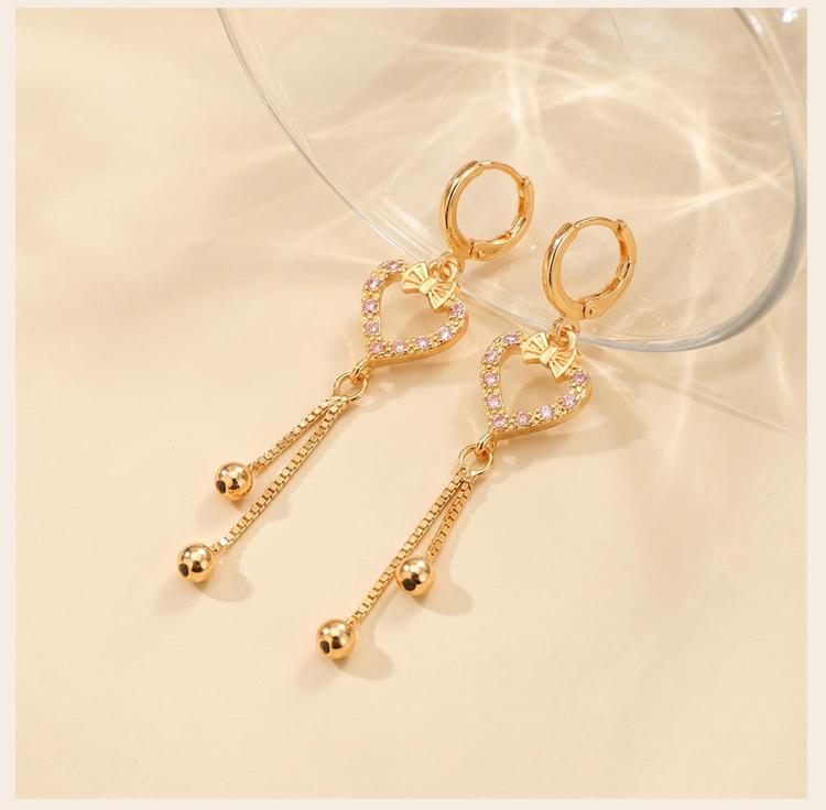 Gold Color Heart Butterfly Drop Earrings for Women Zircon Tassel Ball Hoop Party Wedding Gift Trendy Statement Earrings