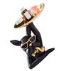 Statue Tray Decorative Bulldog Synthetic Resin Jewelry Storage Figurine Fruit Plate for Living Room Bedroom Black