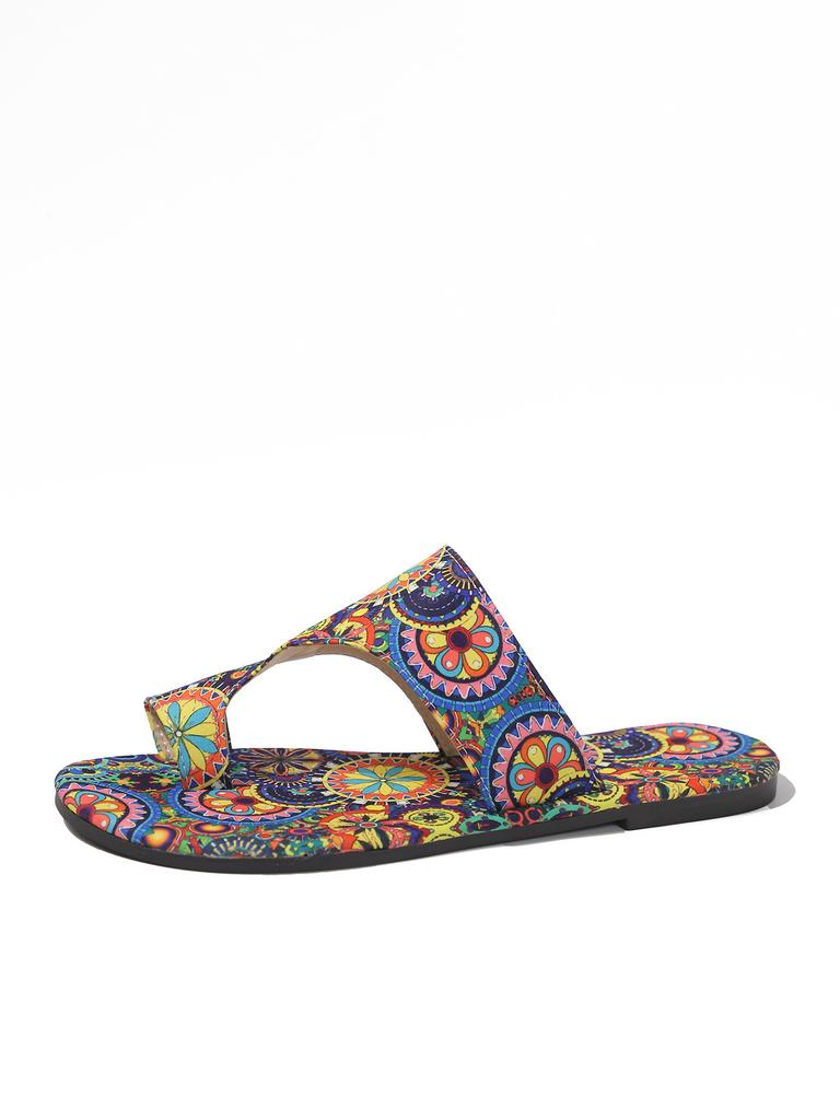 Foreign trade 2025 summer new breathable printing set toe Roman wind cool slippers women large size independent station wish