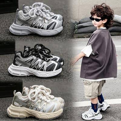 Children's Sports Shoes Male and Female Classmates 2025 Spring and Autumn New Breathable Shoes Platform Mesh Shoes Mountaineering Shoes Dad Running