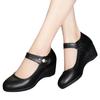 Zapatos De Mujer Women Cute Comfort Buckle Strap Black Patent Leather Height Increased Shoes Lady Cool Wine Red Heel Shoes