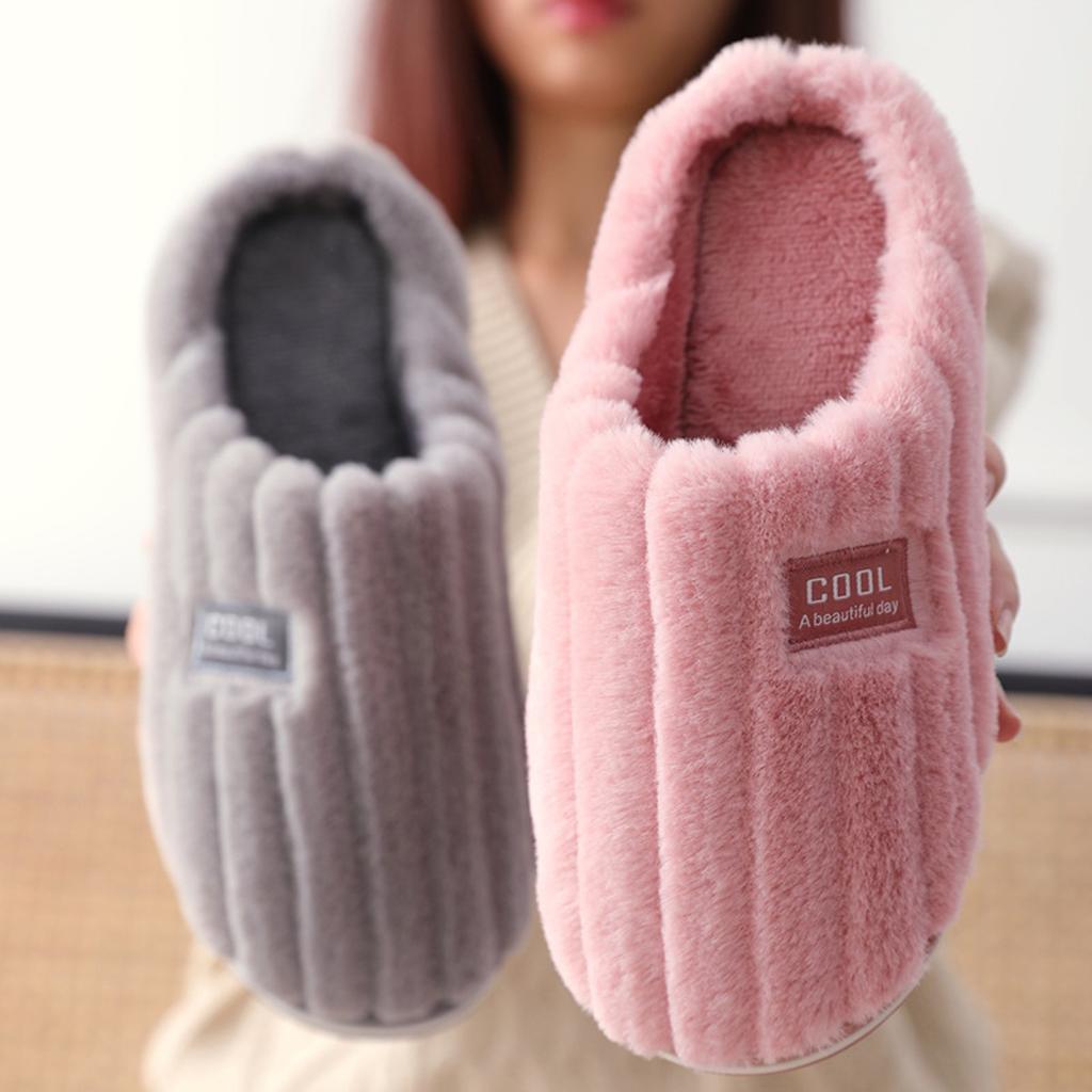 Cotton Slippers for Women and Couples in Autumn and Winter, Indoor Warm Plush Slippers for Men, Anti Slip Thick Cotton Slippers for Winter